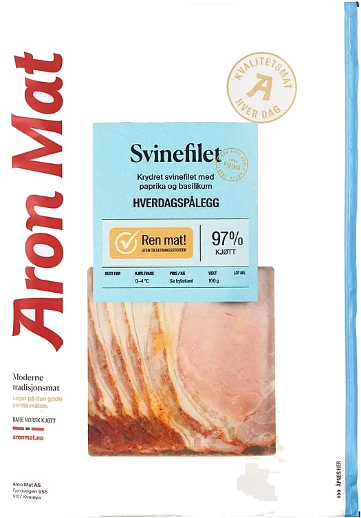 Svinefilet Krydret m/Paprika & Basilikum 100g Aron Mat