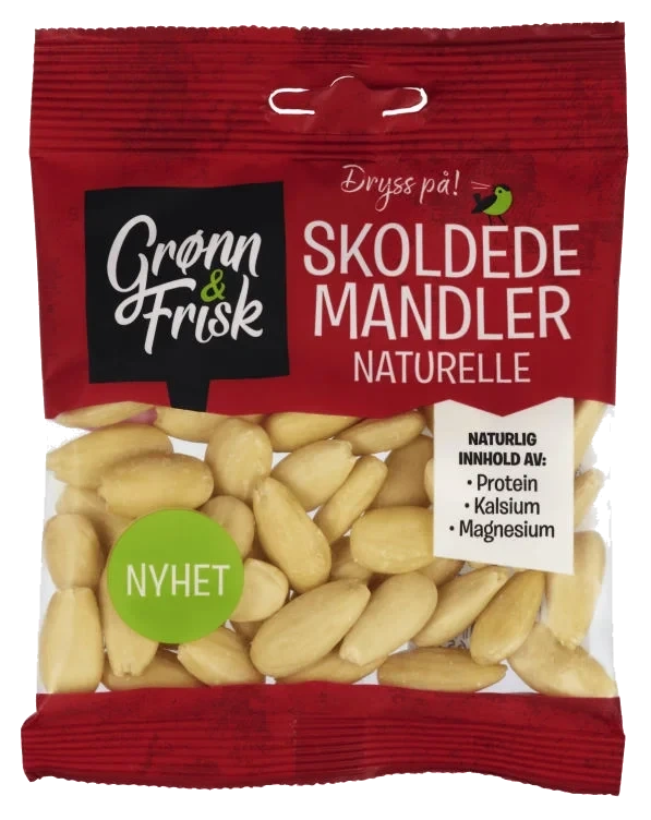 Mandler Skoldet Naturelle 60g Grønn&Frisk