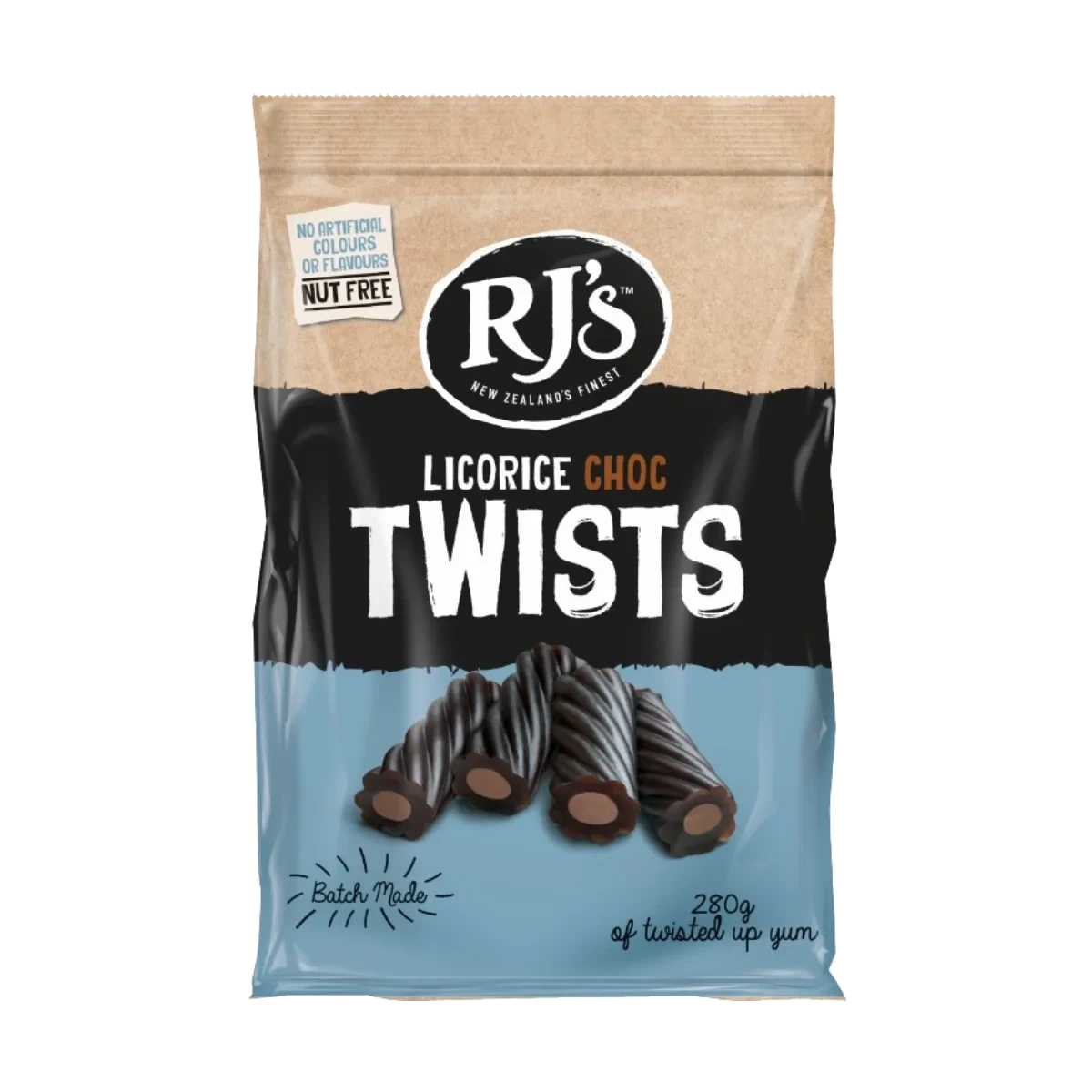 RJ'S Licorice Choc Twists 280 g DATOVARE