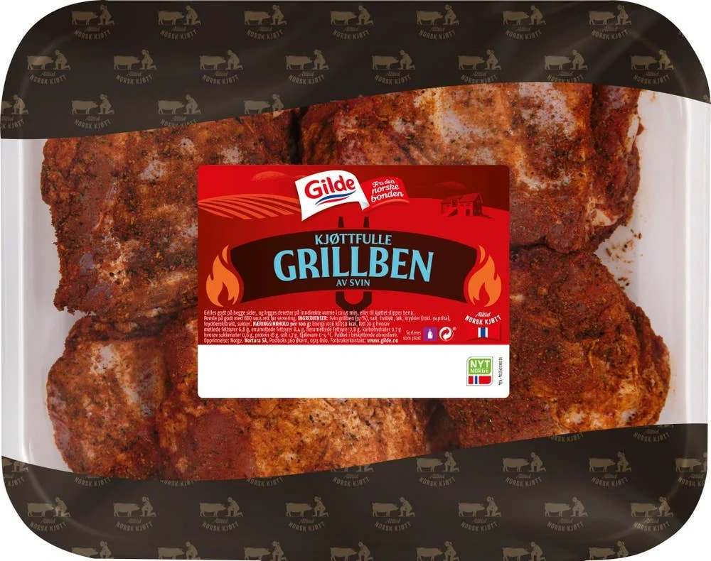 Kjøttfulle grillben av svin