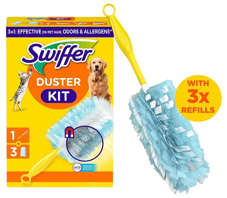 Swiffer Duster Kit Handle +3 Refills Pet