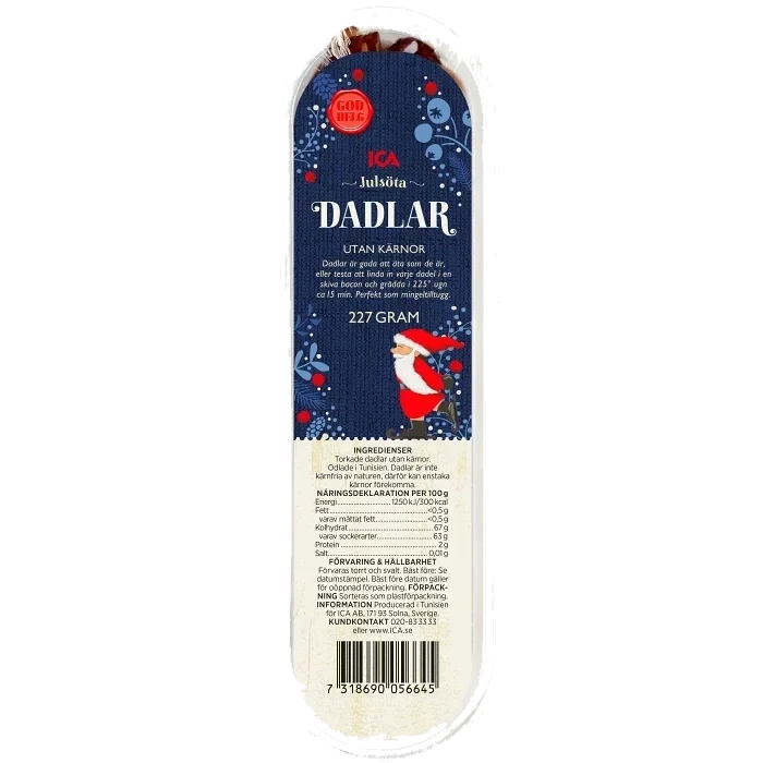 Dadlar utan kärnor 227g ICA