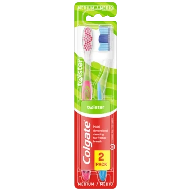 Colgate Tannbørste Twister Medium 2stk