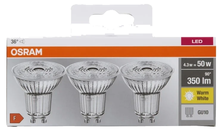 Lyspære Led Spot 50 Gu10 3 pakke Osram