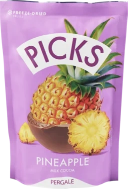 Dragee Picks Freeze Dried Pineapple Puree Pieces W Milk Cocoa Glaze