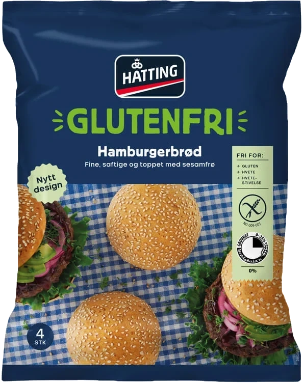 Hamburgerbrød Glutenfri 4stk 320g Hatting