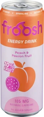 Froosh Energidrikk Fersken&Pasjonsfrukt 330ml boks