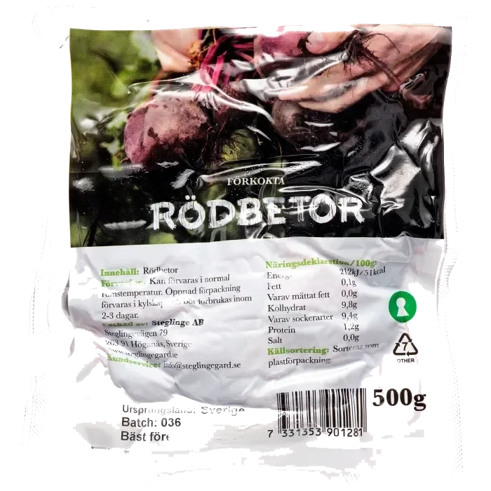 Förkokta klyftade Rödbetor 500g Klass 1