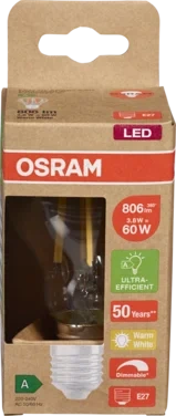 Led Lyspære cl A Ultra Efficient 60 Klar E27 Dimbar