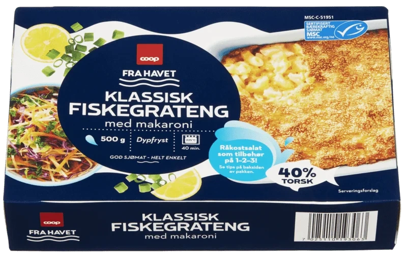 Coop Fiskegrateng med Makaroni 500g