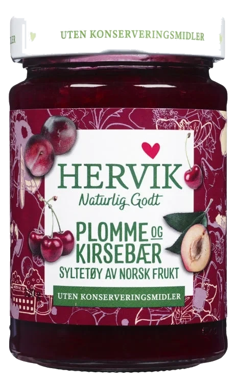 Hervik Plomme og Kirsebærsyltetøy 320g