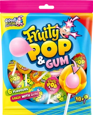 Fruity Pop & Gum Lolly Bag 18x16g