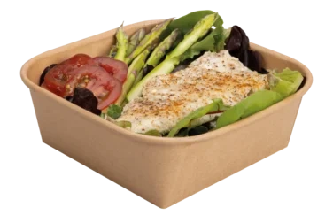 Lokk Matbeger Bagasse Rekt Pet 240x170x37mm 1200ml, 300 stk