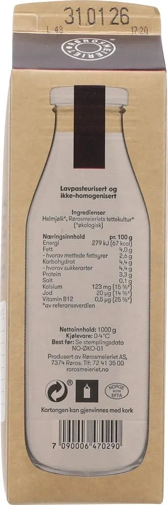 Økologisk tjukkmjølk fra Røros