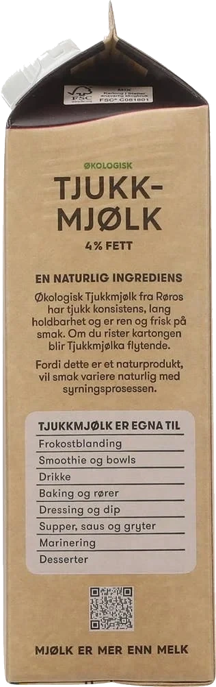 Økologisk tjukkmjølk fra Røros