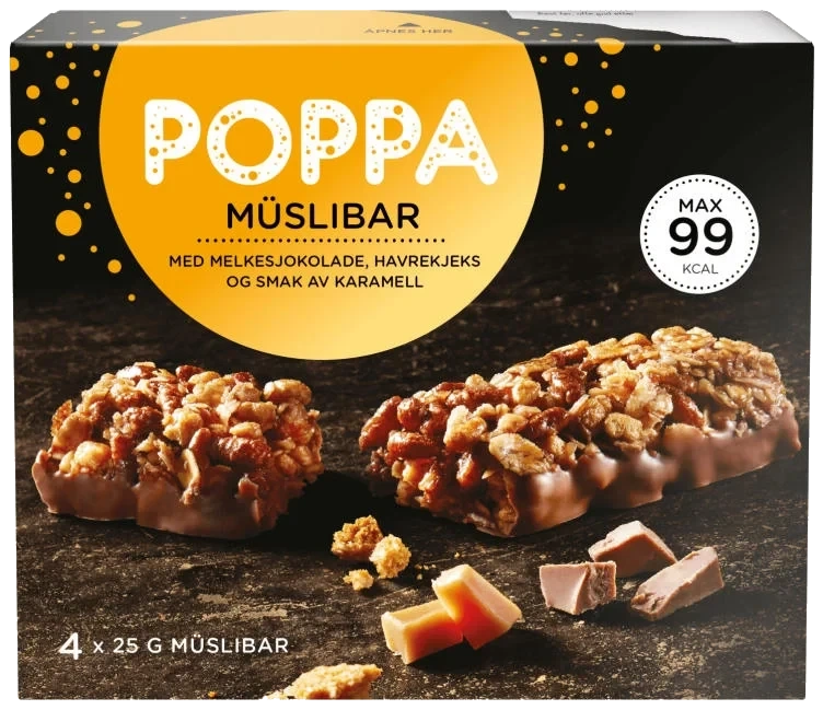 Poppa Müslibar med Karamell 4x25g