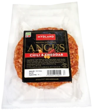Angusburger Chili & Cheddar 165g Frys Mydland