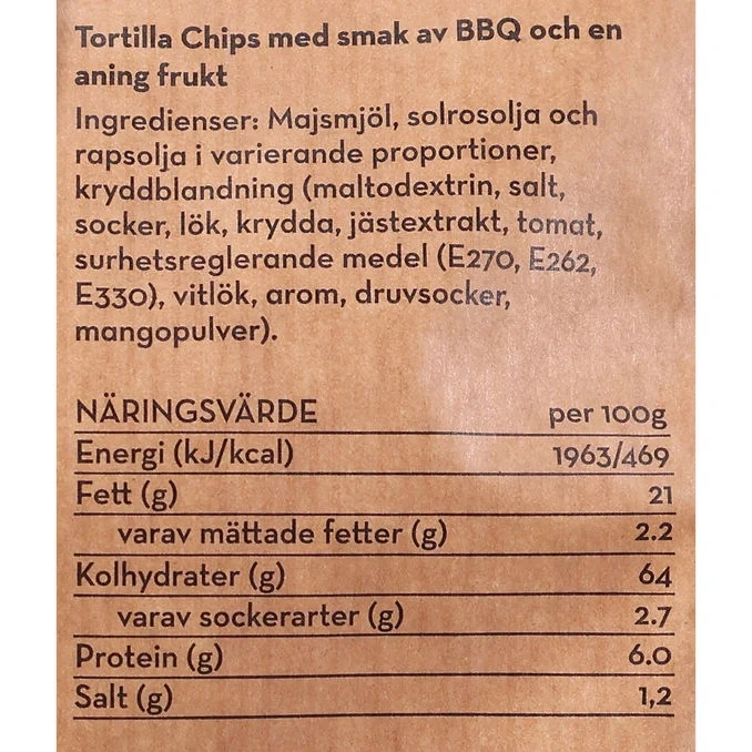 Tortillachips Green BBQ & Frukt