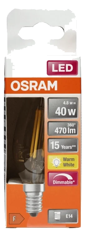 Led cl B 40 Dimbar Klar E14