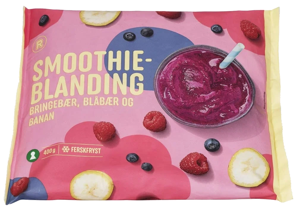 Smoothieblanding bringebær & blåbær