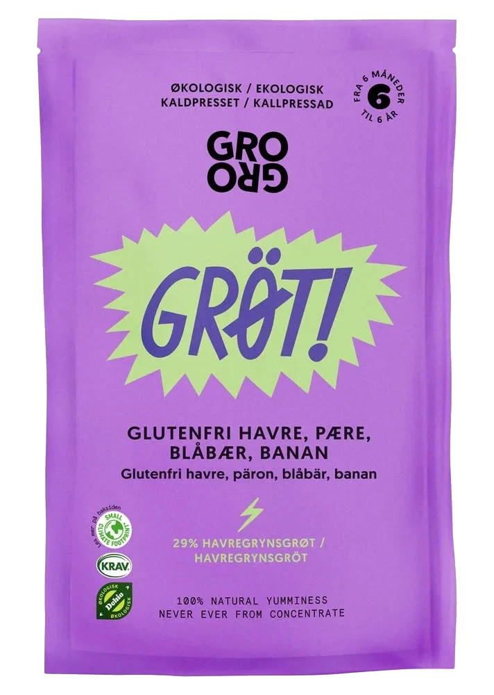 Grøt med blåbær og pære