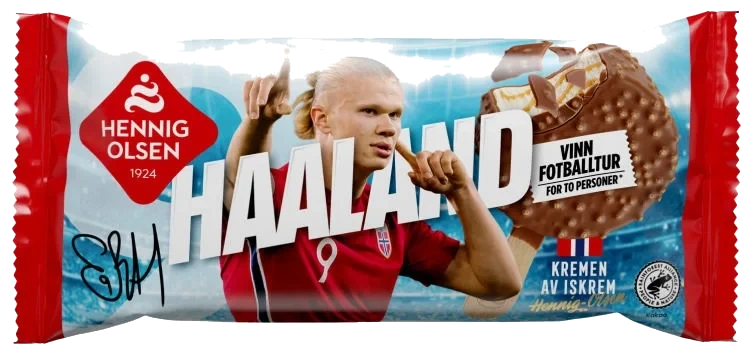 Haaland-is Fløteis med Vaniljesmak, Karamellsaus Dyppet i Sjokolade med Crispkuler
