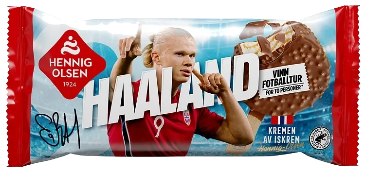 Haaland-is Fløteis med Vaniljesmak, Karamellsaus Dyppet i Sjokolade med Crispkuler