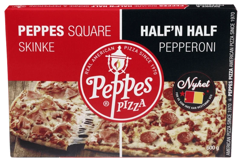 Peppes Square Half'n Half Skinke & Pepperoni 600g