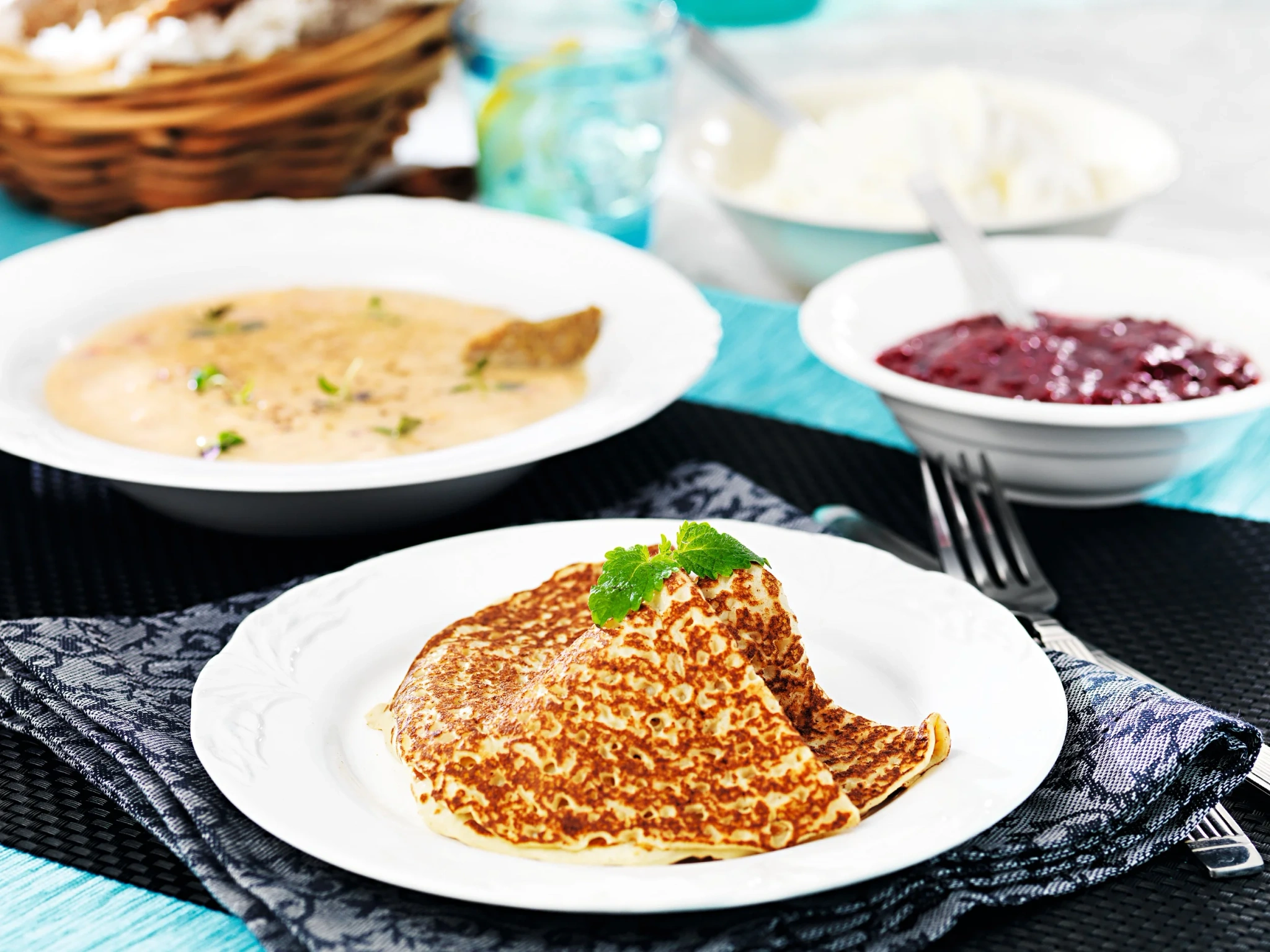 Pannkakor dubbelgräddade enkelvikta