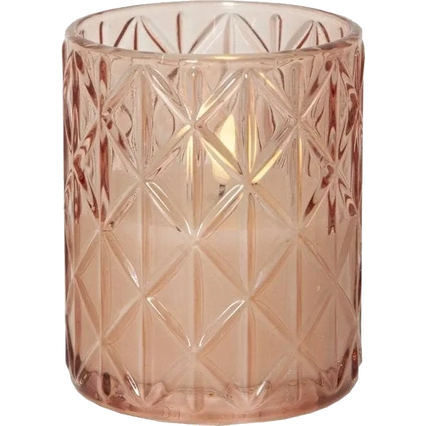 Ljus LED Flamme Romb Rosa 10x12,5cm