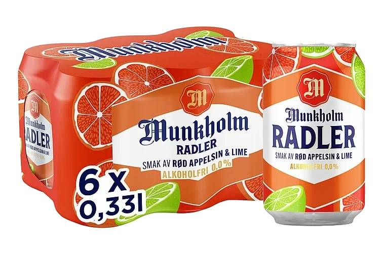 Munkholm Radler Rød Appelsin&Lime 0,33lx6 boks