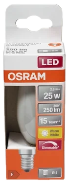 Lyspære Led Cl B 25 Matt E14 Dim Osram