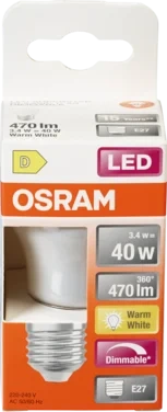 Lyspære Led Cl P 40 Matt E27 827 Dim Osram