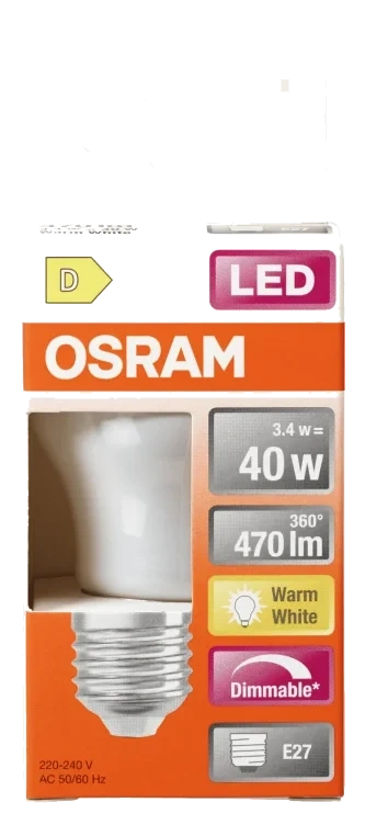 Lyspære Led Cl P 40 Matt E27 827 Dim Osram