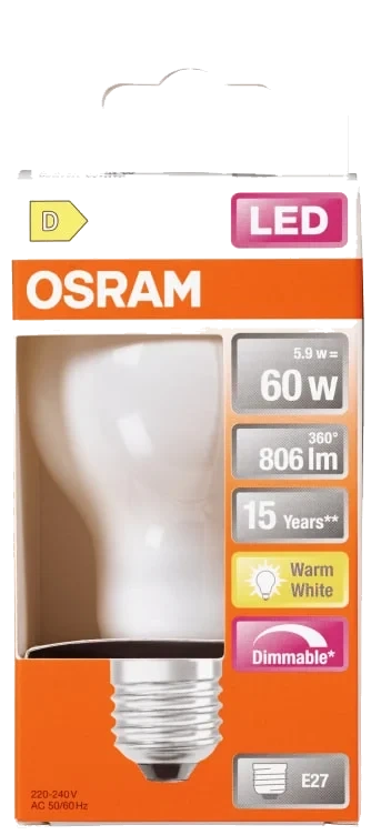 Lyspære Led Cl A 60 Matt Dim 827 E27 Osram