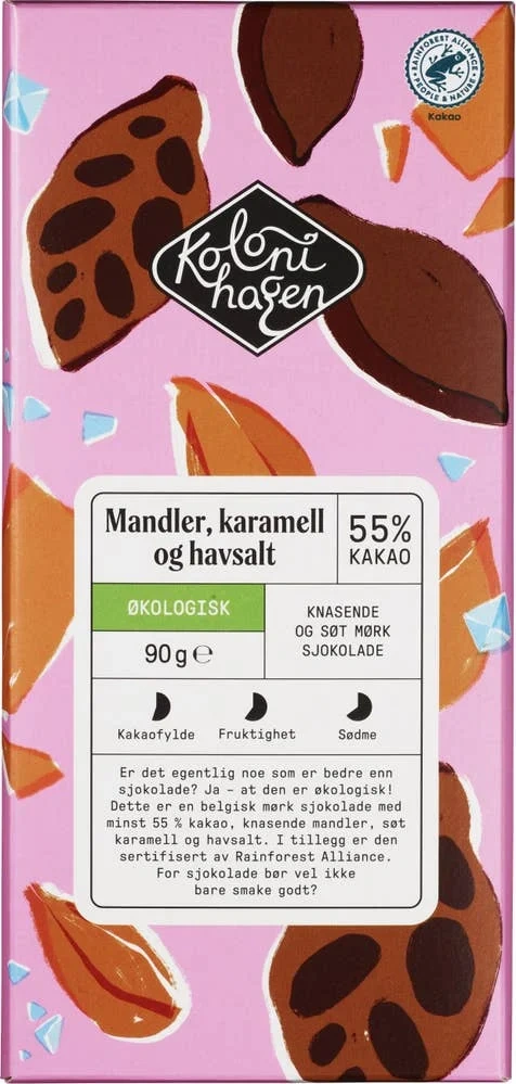 Økologisk sjokolade med mandler, karamell og havsalt