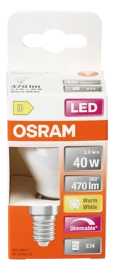 Lyspære Led Cl P 40 Matt E14 827 Dim Osram