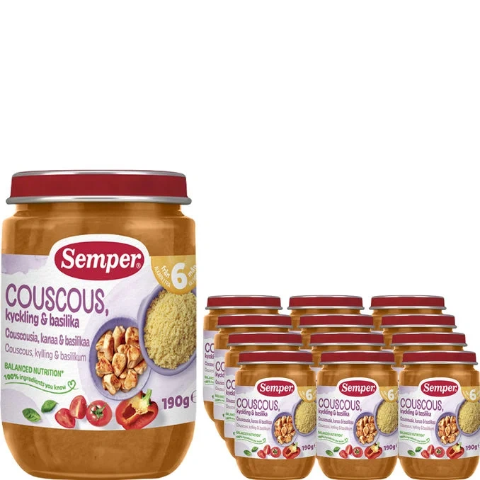 Barnmat Couscous, Kyckling & Basilika 12-pack