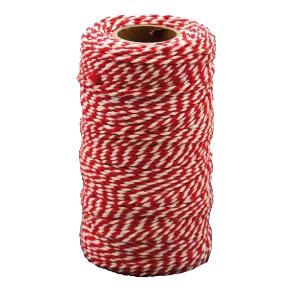 Bomullssnor Rød Og Hvit 100 M X 2 Mm