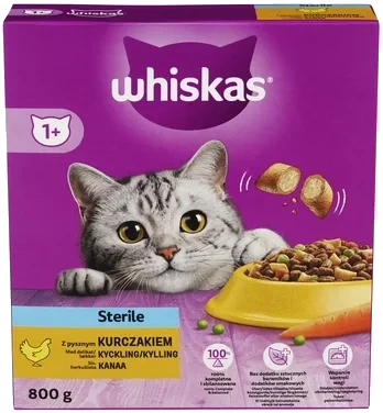 Whiskas Tørr 1+ Steril Kylling 5x800g
