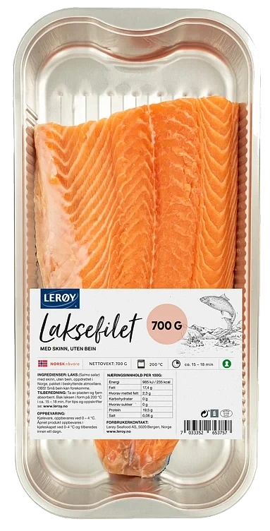 Laks Helside m/Skinn 700g Lerøy