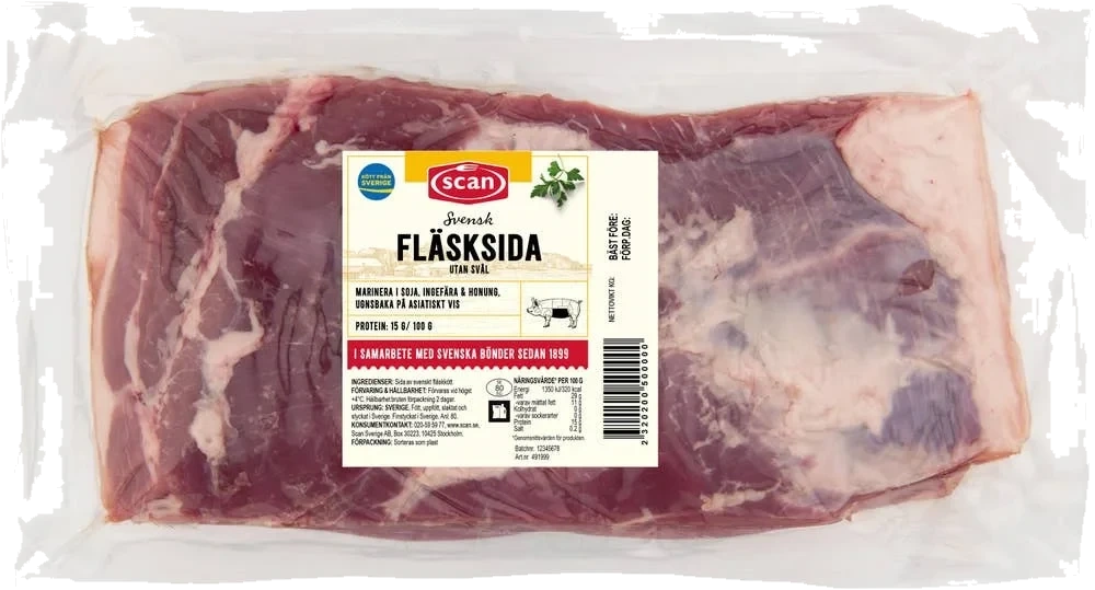 Fläsksida Benfri Utan Svål