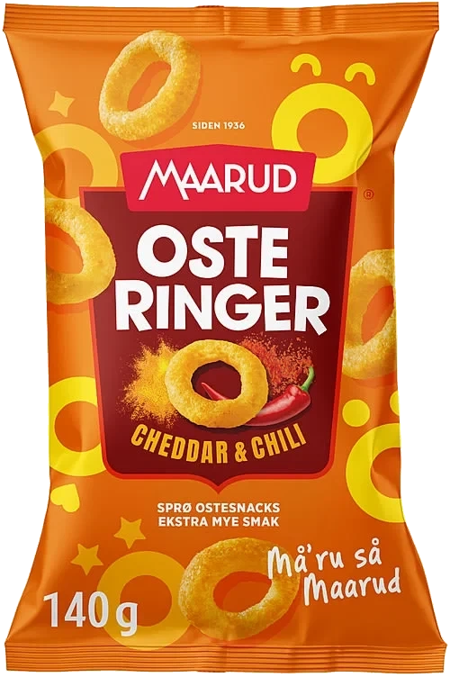 Osteringer Cheddar&Chili 140g Maarud