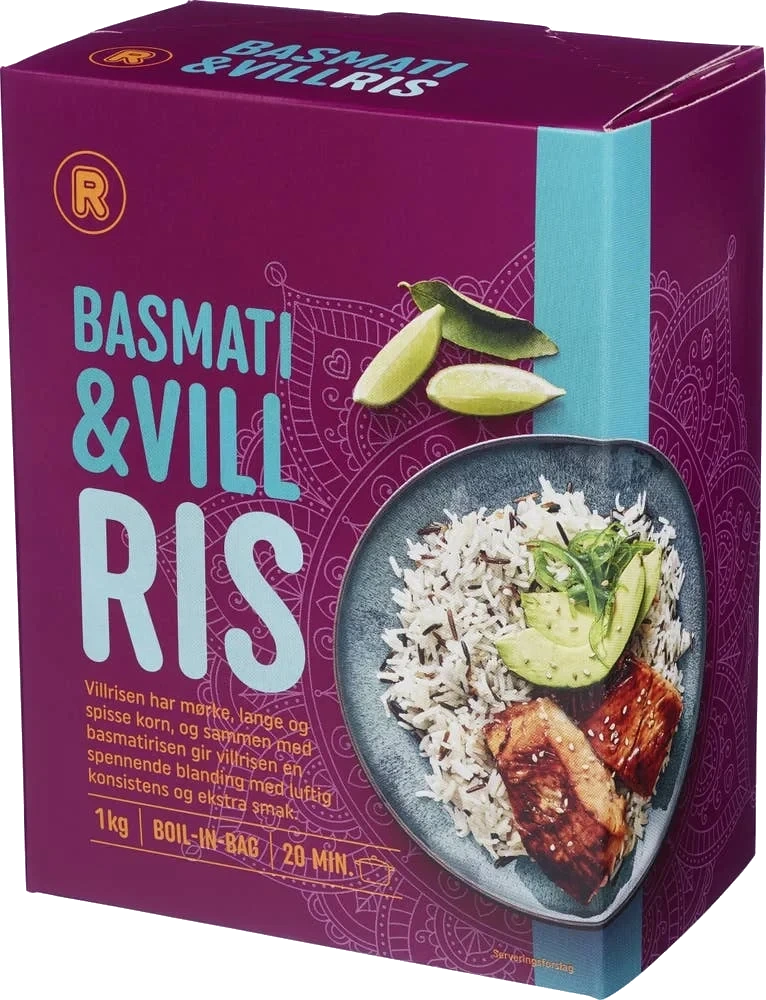 Basmati- og villris 8x125g, Boil-in-bag, 1 kg