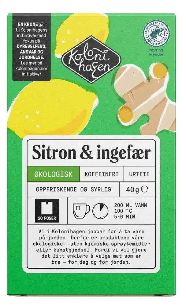 Økologisk sitron- og ingefærte