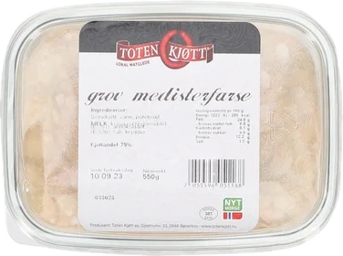 Grov Medisterfarse 550g Toten Kjøtt