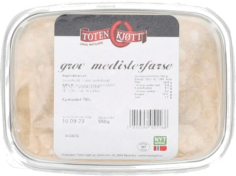 Grov Medisterfarse 550g Toten Kjøtt