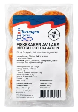 Fiskekaker av Laks m/gulrot 8stk