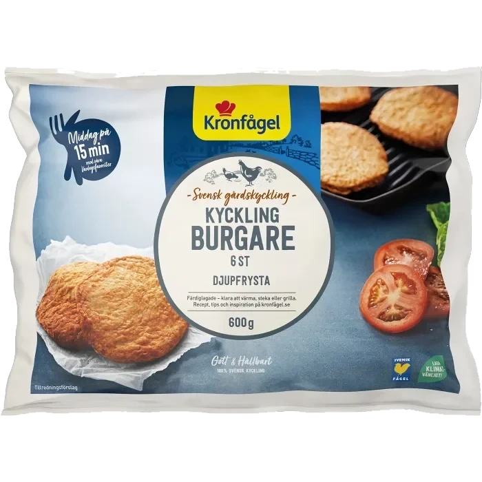 Kycklingburgare Fryst 600g Kronfågel
