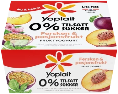 Yoplait Double 0% Fersken/pasjon 4pk 125g